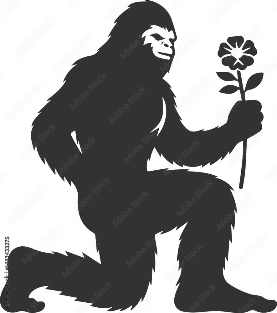 Fototapeta premium Vector silhouette of a bigfoot
