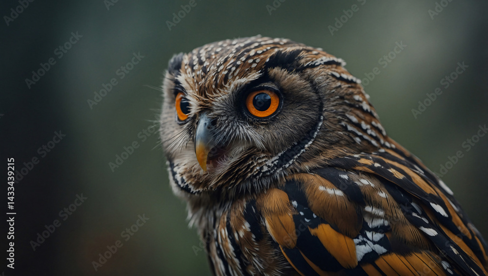 Mystic portrait of an owl finch.