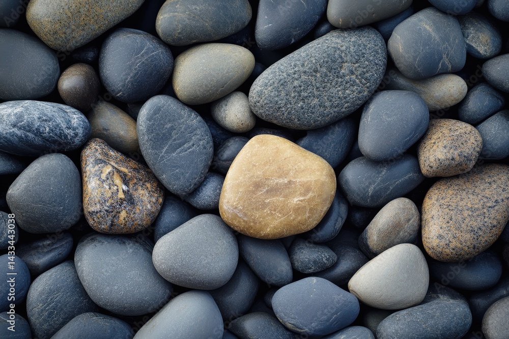 Close-up view of various-colored stones on a beach. Close-up view of various-colored stones on a beach.