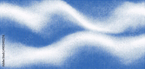 Halftone overlay texture with water waves creating a soothing visual effect in blue and white tones