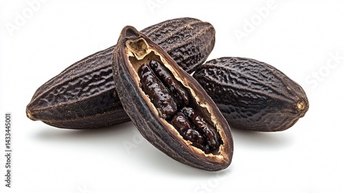 Close-up of Tonka Bean on White Background - Fresh and Healthy Fruit