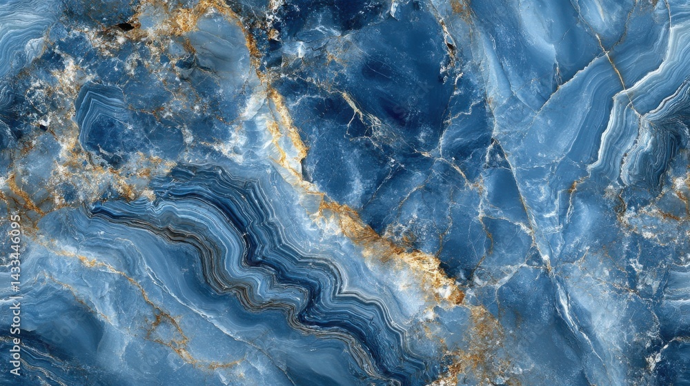 Fototapeta premium Blue Marble Texture Wallpaper with Swirling Pattern