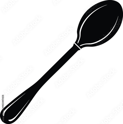 Wooden spoon icon black silhouette vector illustration on transparent background
