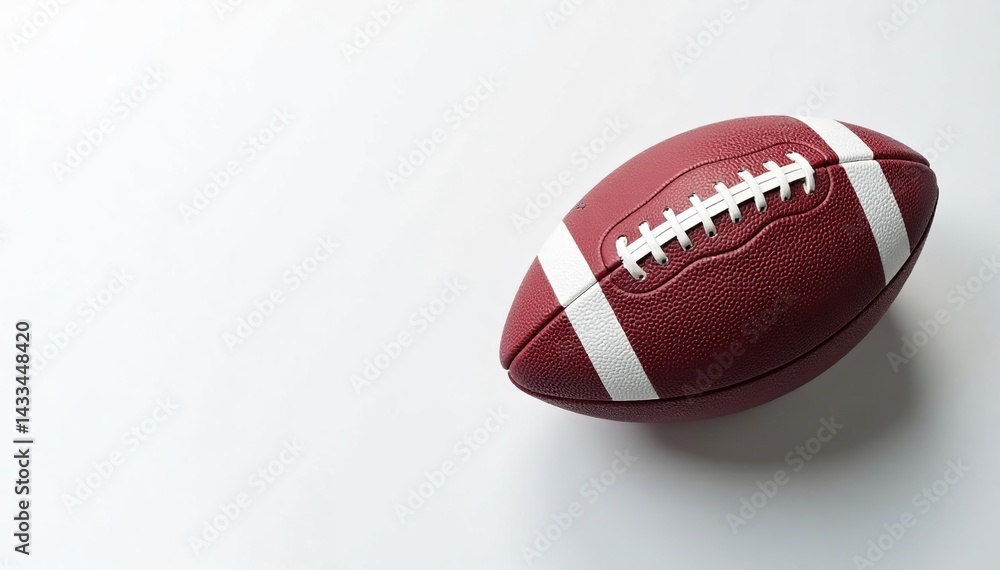 Overhead view of an american football on white , leather, close-up, background Overhead view of an american football on white , leather, close-up, background