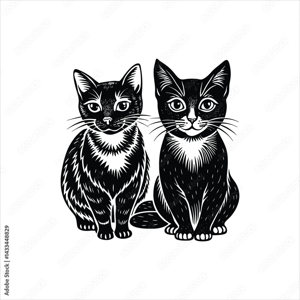 Obraz premium black and white cat