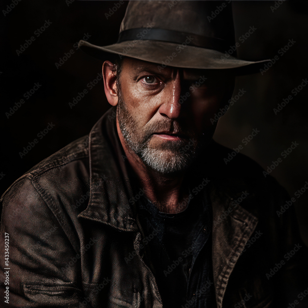 portrait of a man with a hat portrait of a man with a hat