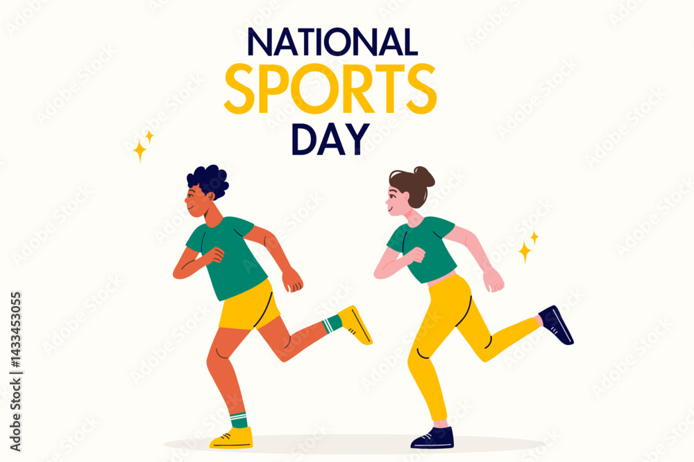 Fototapeta premium Background national sports day people are running