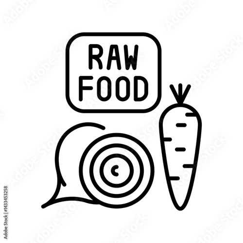 raw food black  line icon for digital and print projects.