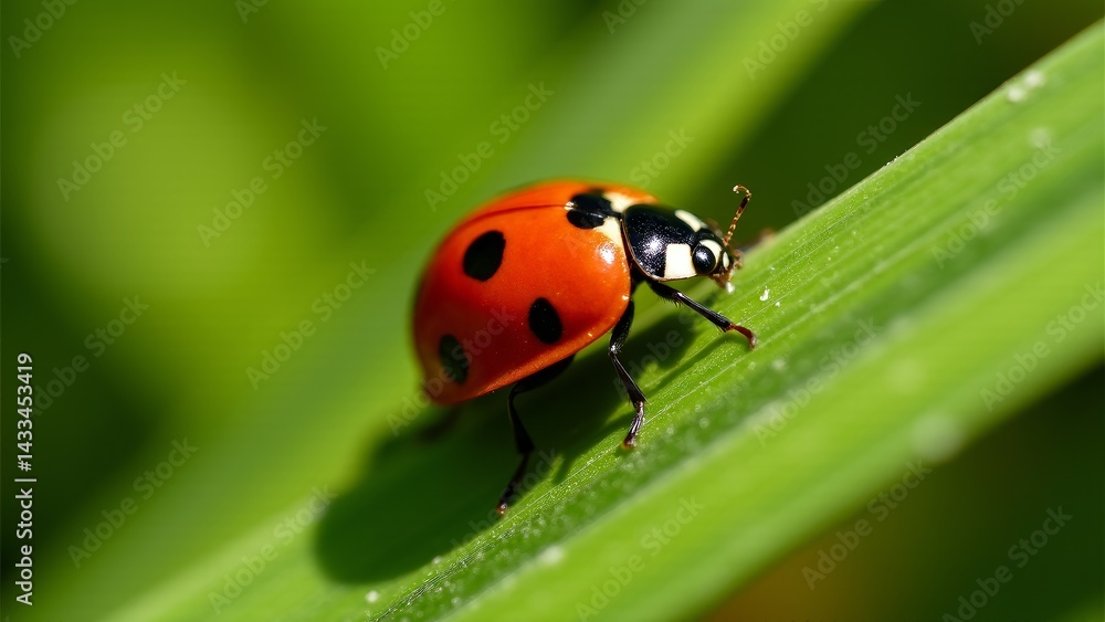 Ladybug On Green Blade Of Grass Ladybug On Green Blade Of Grass