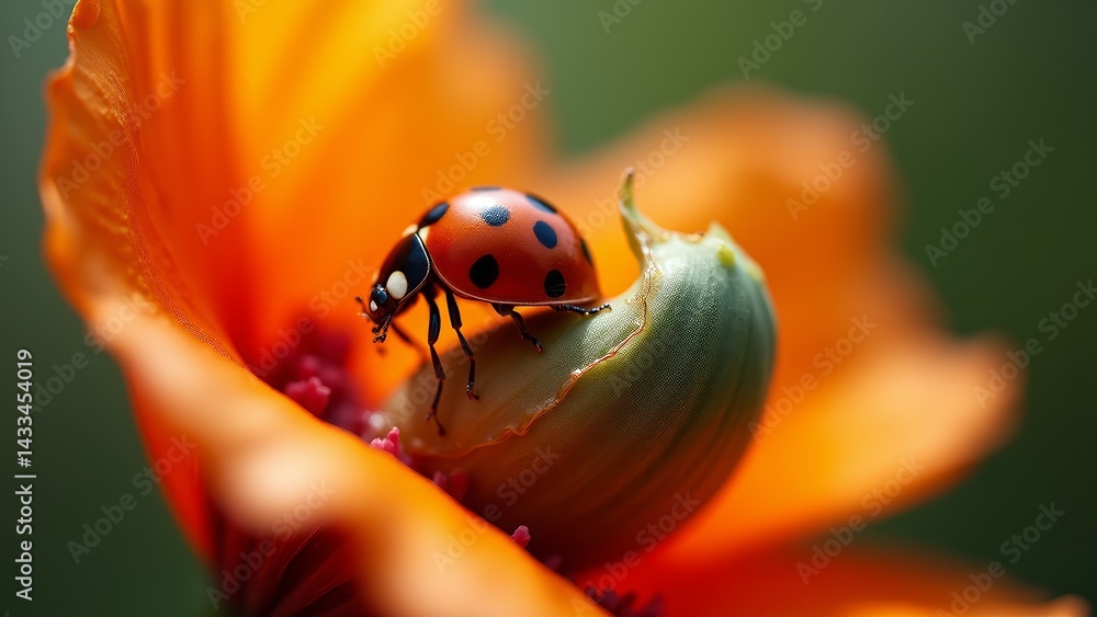 Ladybug Resting On An Orange Flower Ladybug Resting On An Orange Flower