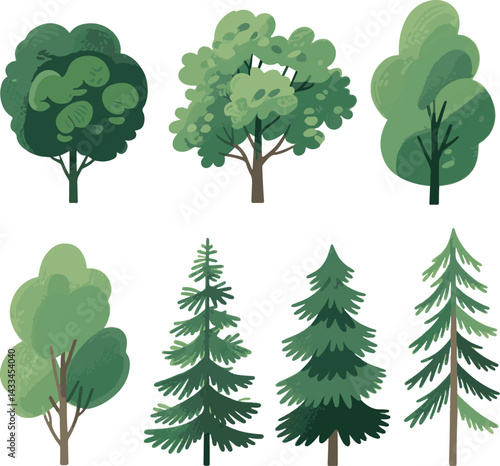 sat of the tree icon set forest victor design with white background.