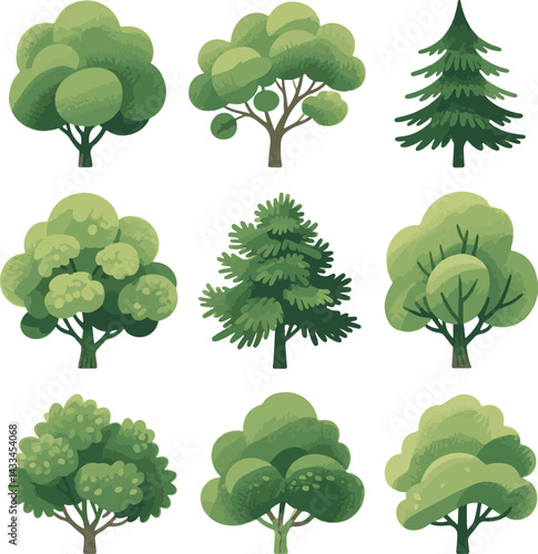 sat of the tree icon set forest victor design with white background.