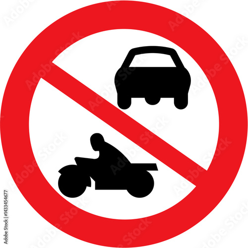 No motorbikes or cars sign