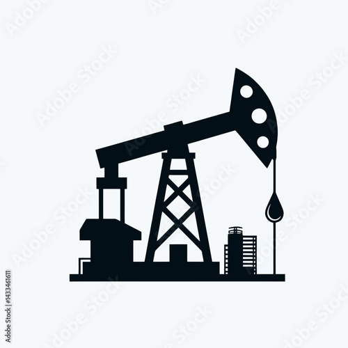  very simple flat and single minimalist Oil Drill Silhouettes in black on a white background 