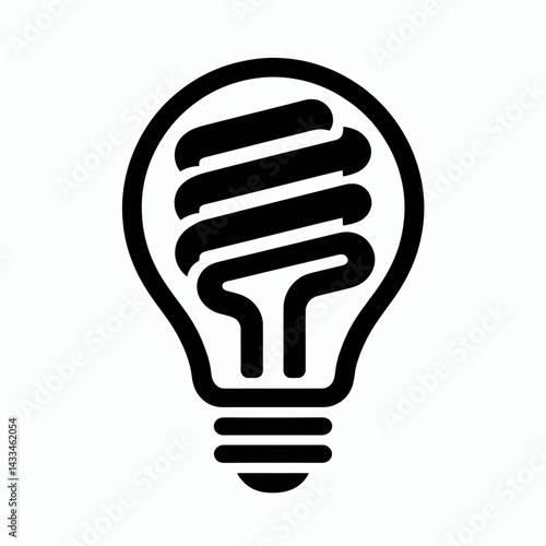  very simple flat and single minimalist Fluorescent Lightbulb Silhouettes in black on a white background 