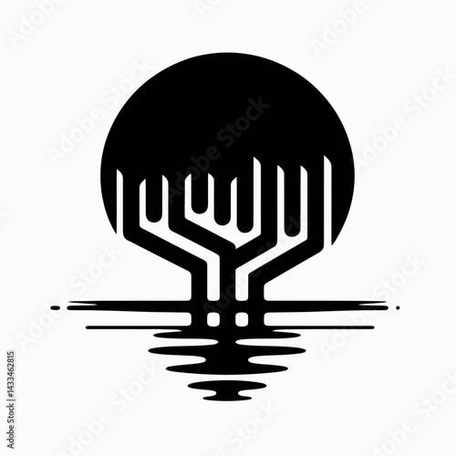  very simple flat and single minimalist Water Break Silhouettes in black on a white background 