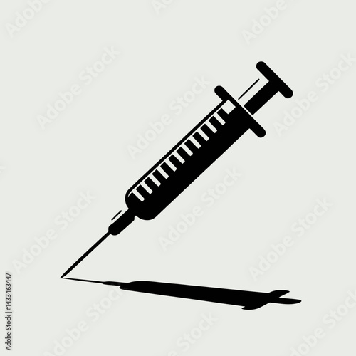  very simple flat and single minimalist Syringe Silhouettes in black on a white background