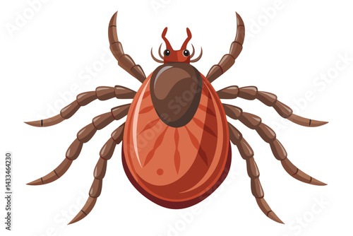 Illustration of tick animal on white.