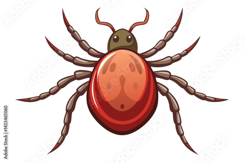 Illustration of tick animal on white.