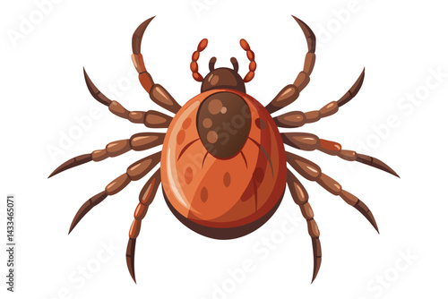 Illustration of tick animal on white.