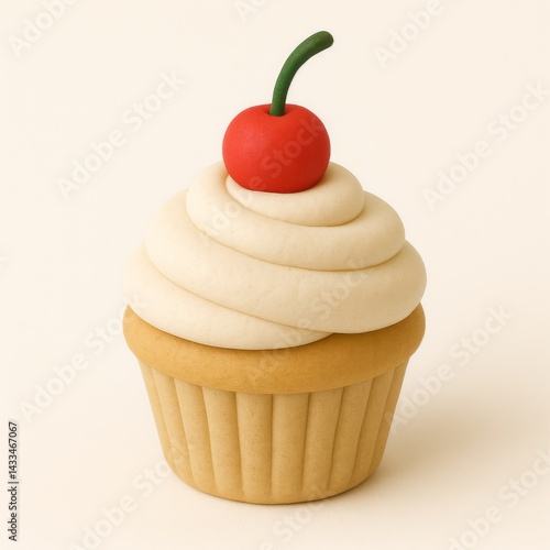 cupcake made of plasticine on a white background
