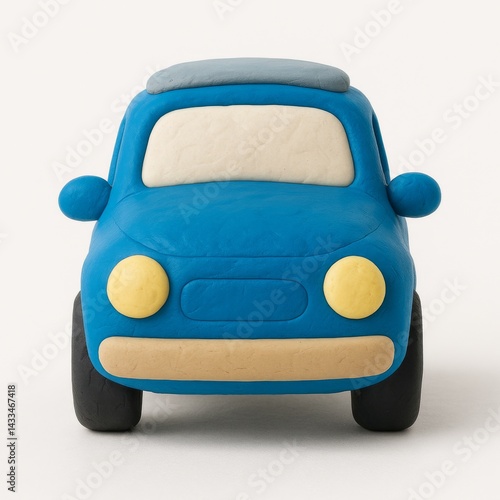 car made of plasticine on a white background