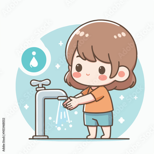 vector image of a child washing his hands