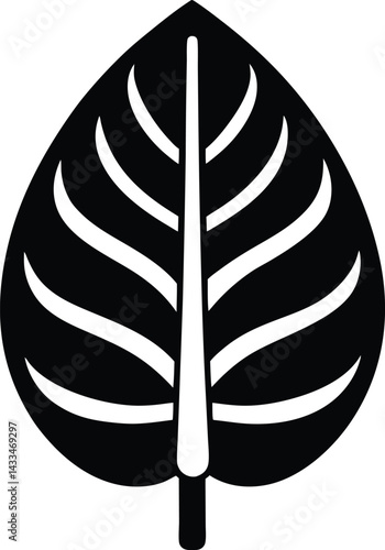 Monstera deliciosa icon black silhouette vector illustration on transparent background
