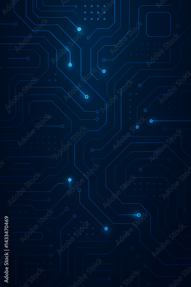 Blue AI Technology Background with Circuit Lines and Digital Network Design Blue AI Technology Background with Circuit Lines and Digital Network Design