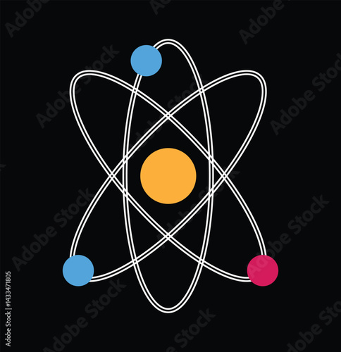 Science icons molecule, atom, orbit set.