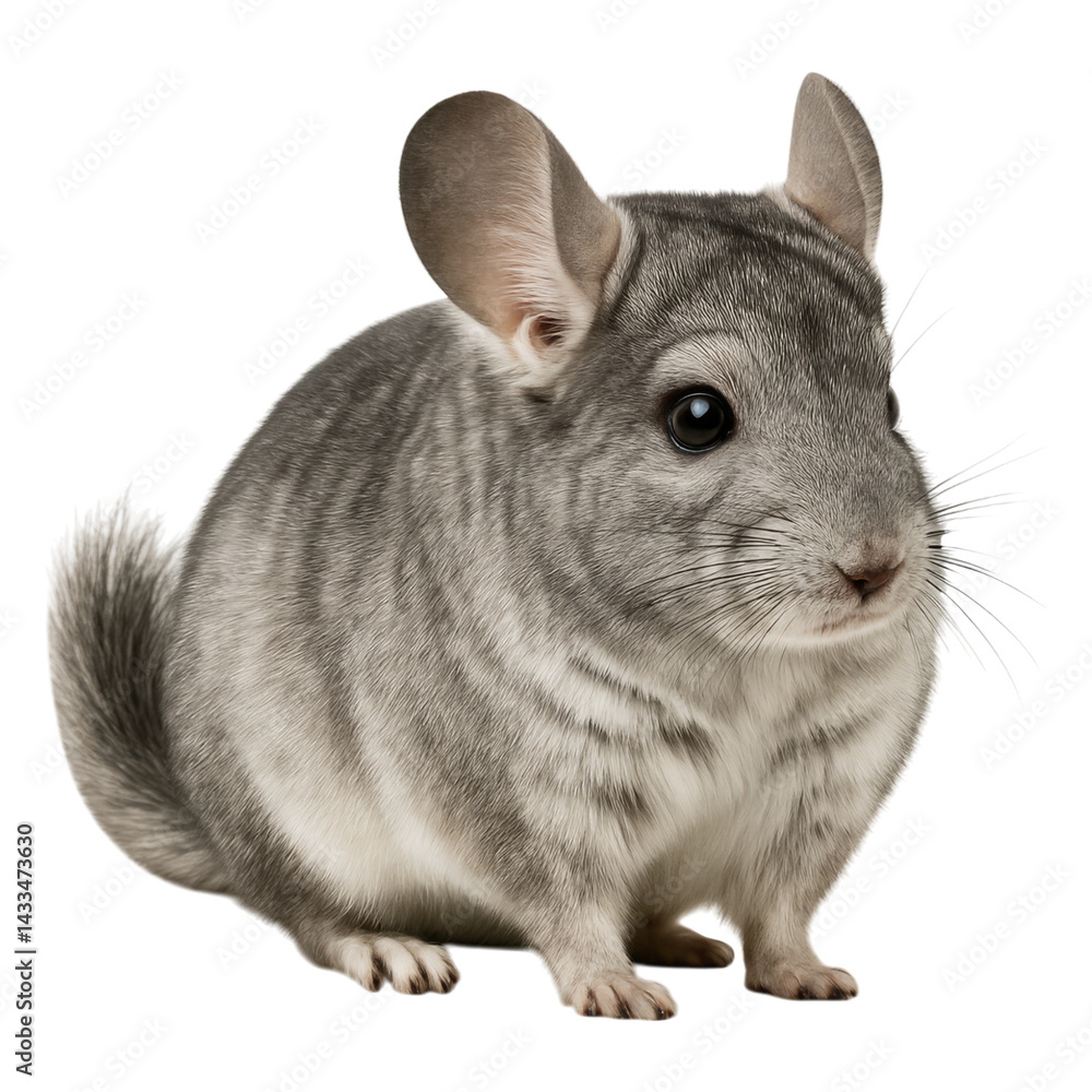 Obraz premium Adorable Grey Chinchilla Posing fluffy charming rodent pet isolated transparent background