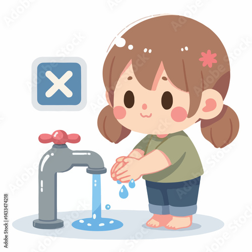 vector image of a child washing his hands