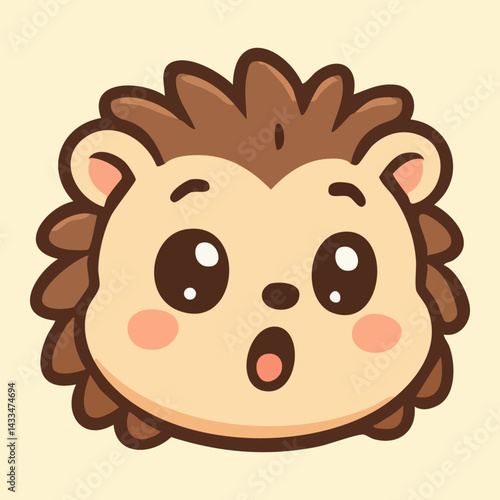Surprised baby hedgehog with wide open eyes and mouth