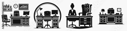 A Executive desk. Stationary graphic design. Large office table superior workstation professional furniture for director.