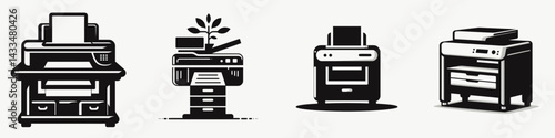 A Printer stand. Stationary graphic design. Workstation platform elevated surface for desktop inkjet laser hardware device.