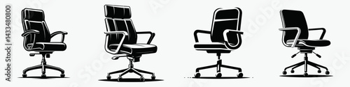 A Task chair. Stationary graphic design. Ergonomic workstation seat improve posture offering comfort and proper alignment.