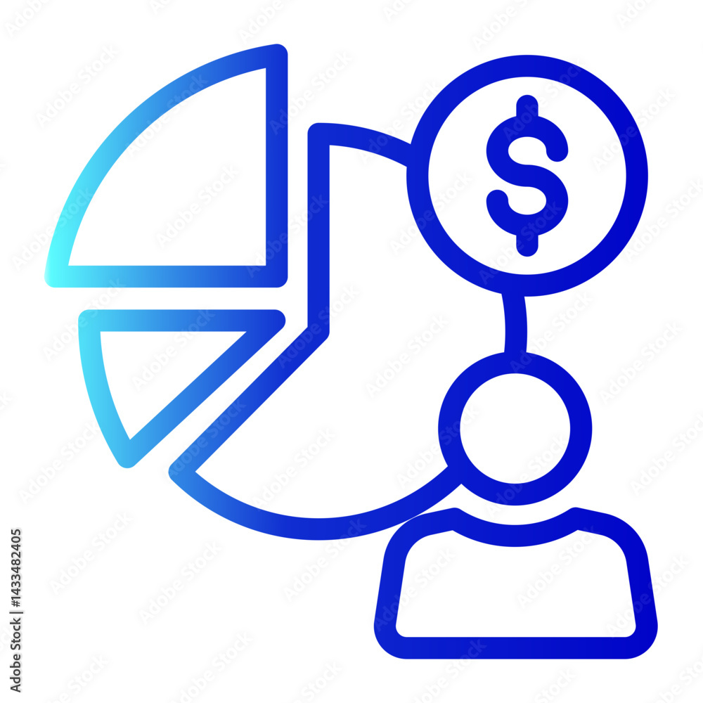 This is a Budget icon from the Organization icon collection with Outline Gradient style This is a Budget icon from the Organization icon collection with Outline Gradient style