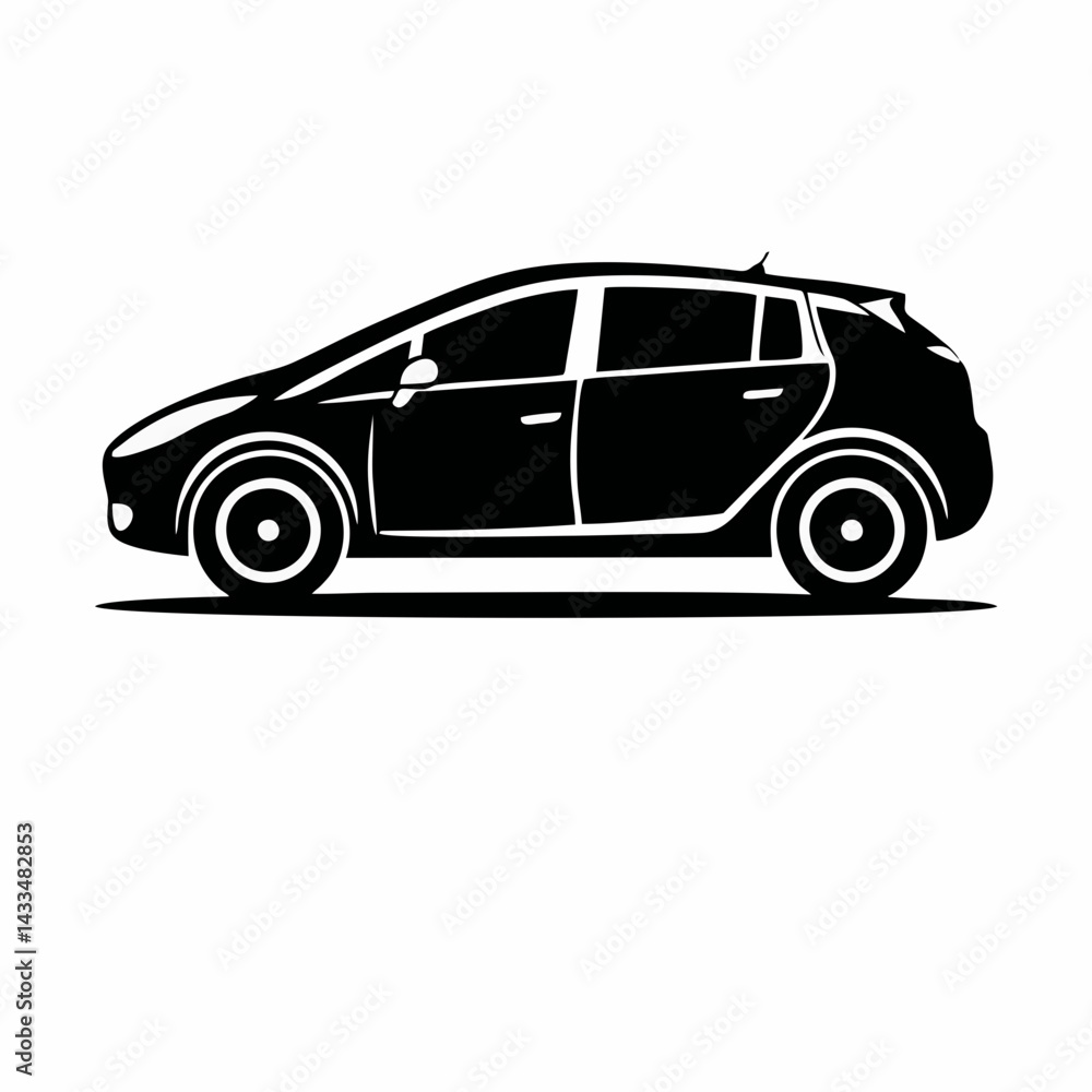 Fototapeta premium Black car vector, simple vehicle icon
