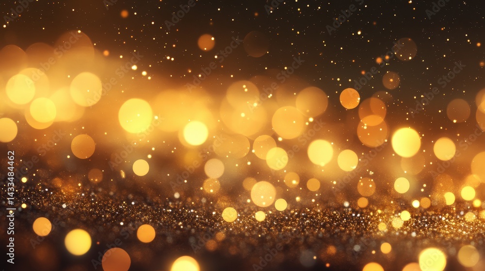 A glowing gold glitter background with a bokeh effect, featuring softly blurred sparkling lights. A glowing gold glitter background with a bokeh effect, featuring softly blurred sparkling lights.