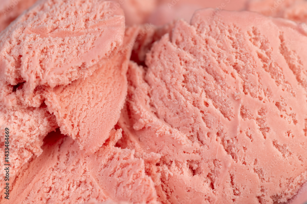 raspberry ice cream in a glass, sweet frozen red ice cream with raspberry flavor close up