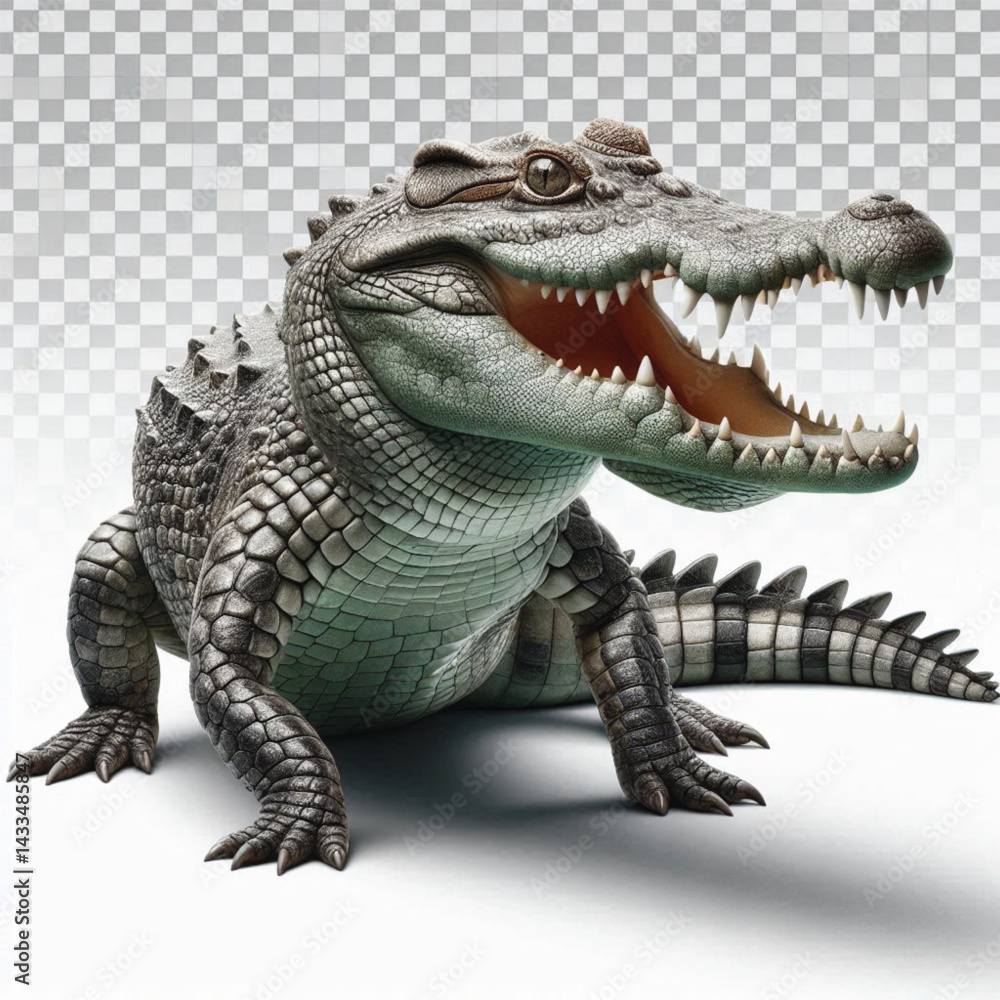 Crocodile Isolated on Transparent White Background – Realistic Wild Animal Crocodile Isolated on Transparent White Background – Realistic Wild Animal