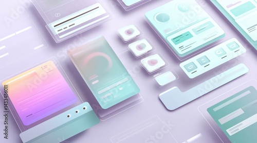 Futuristic Glass UI Elements Pack With Minimal Pastel Style