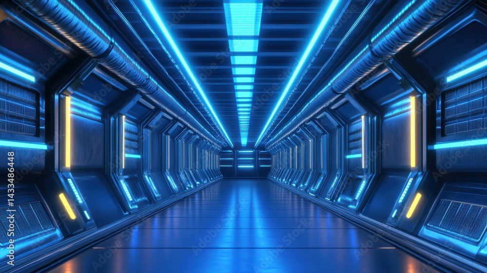 Fototapeta premium Glowing Neon Triangle Tunnel Perspective
