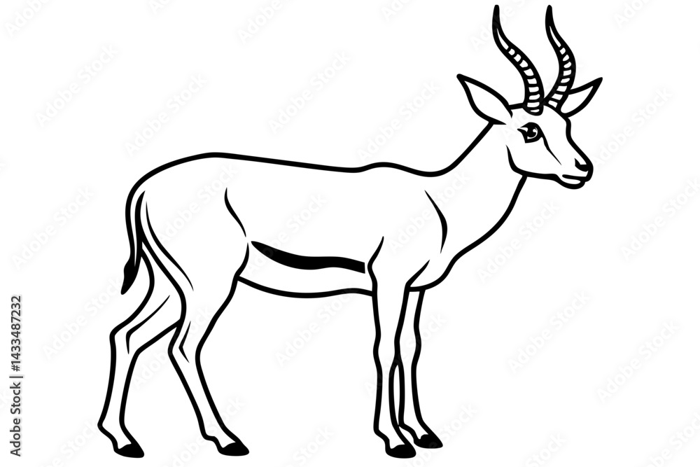 Fototapeta premium Saiga Antelope Outline Art