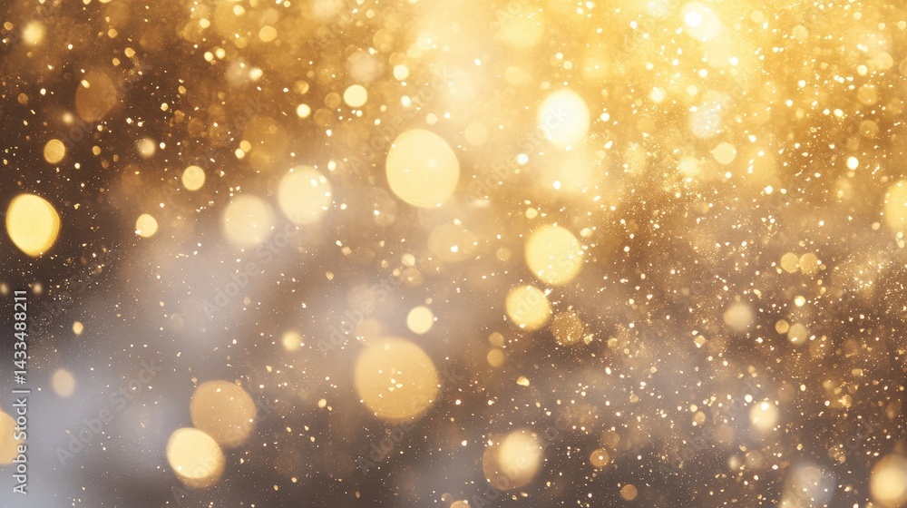 A golden glitter snowfall effect creating a cozy and festive wintery ambiance