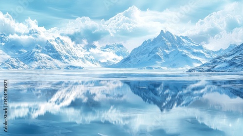 Wallpaper Mural Frozen Arctic Lake Reflecting Snow-Covered Peaks Torontodigital.ca