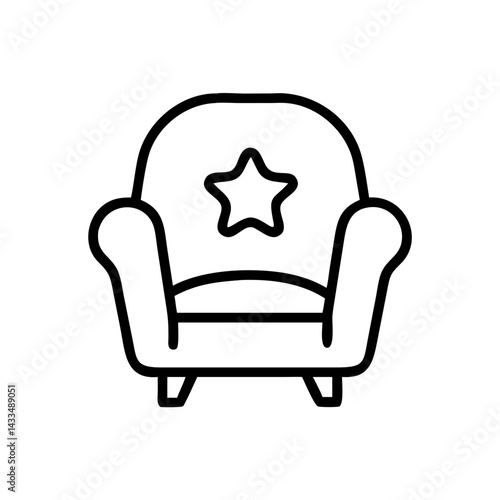Armchair with Star Cushion Icon Design