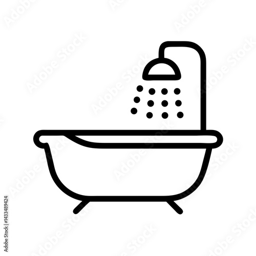 Bathtub with Shower Head Icon Design