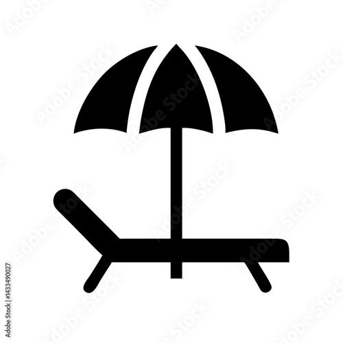 Beach Umbrella Over Chair Icon Design