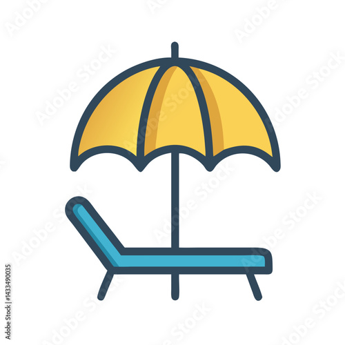 Beach Umbrella Over Chair Icon Design